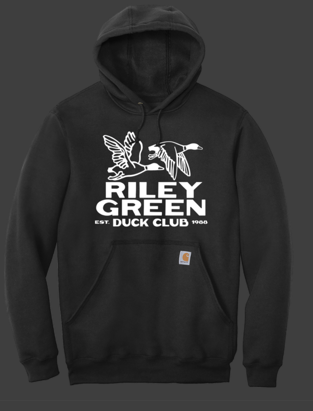Riley Green Duck Club hoodie in partnership with Carhartt. Americana Aspects.
